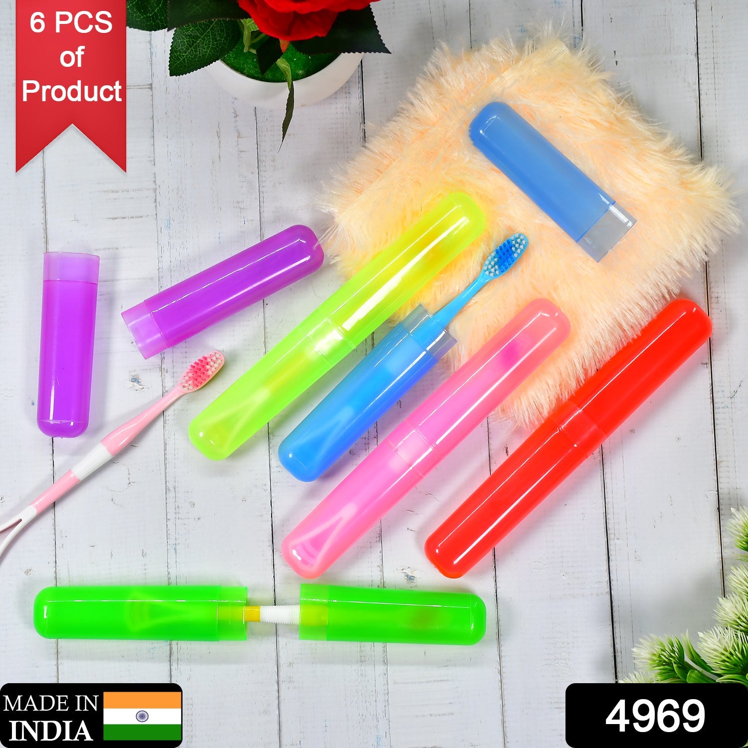 4969 6Pc Plastic Toothbrush Cover, Anti Bacterial Toothbrush Container- Tooth Brush Travel Covers, Case, Holder, Cases DeoDap 4969 6Pc Plastic Toothbrush Cover, Anti Bacterial Toothbrush Container- Tooth Brush Travel Covers, Case, Holder, Cases DeoDap